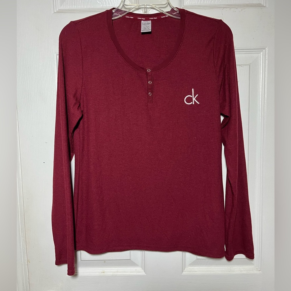 Calvin Klein Burgundy Sleepwear Shirt Sz M